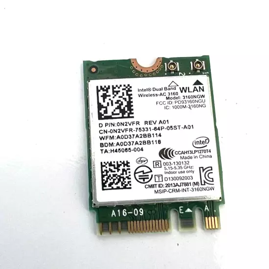 WiFi Wireless AC 3160 Bluetooth board Dell Inspiron 15 5559 P51F P51F004