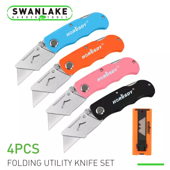 14 Pack Folding Utility Pocket Knife Box Cutter With Lock Blade Color 10 Blades