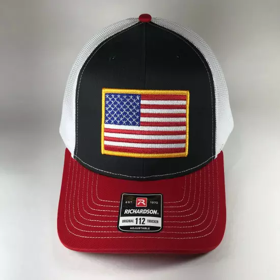 Richardson 112 American Flag 6 Panel Adjustable Snapback Trucker Mesh Hat