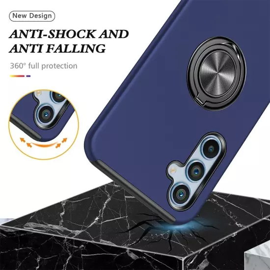 Magnetic Ring Holder Shockproof Cover Case for Samsung Galaxy S23 FE -Navy