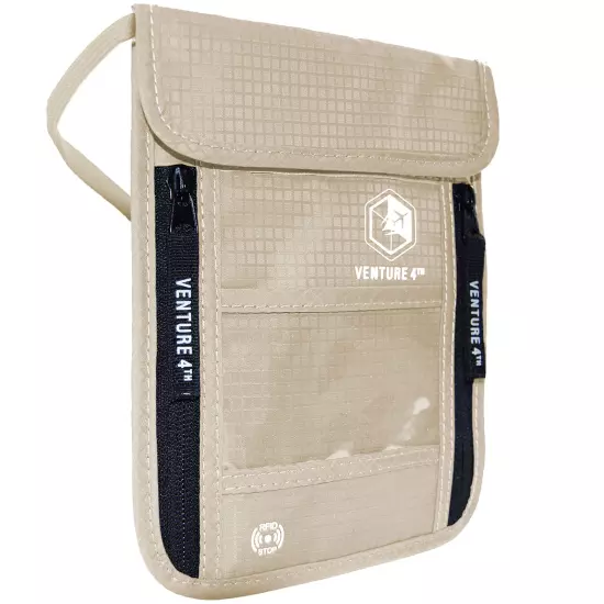 VENTURE 4TH Travel Neck Pouch Neck Wallet with RFID Blocking 5.5" x 8" + Colors