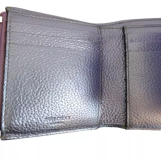 Jimmy Choo Wallet Small Trifold NWT Loni Mauve Lilac Shiney Leather Retail $550