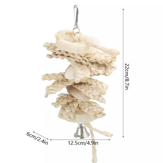 Bird Chew Toy Hanging Natural Corn Husk Loofah Bite Gnawing Toy For Lovebird