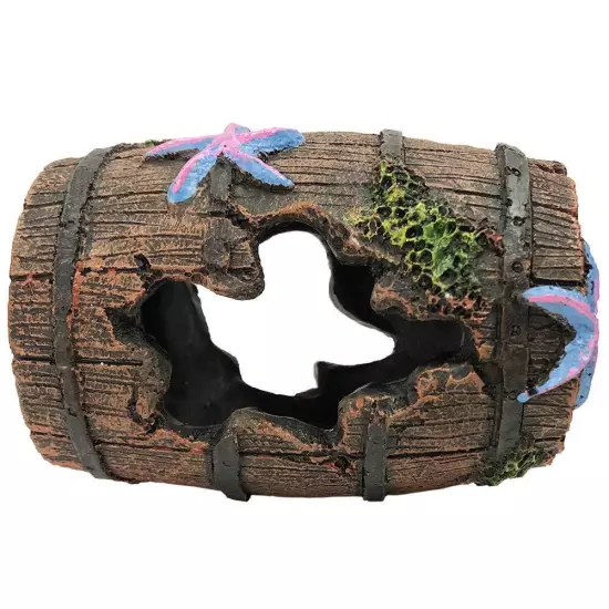 Aquarium Broken Barrel Decorations - Betta Cave Hideout Wood Trunk Log for Fi...