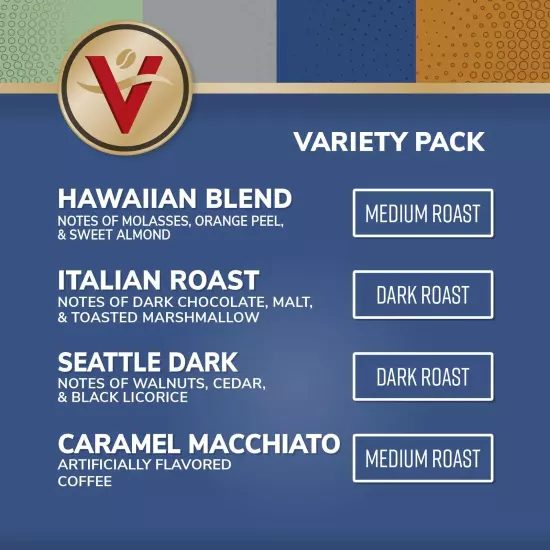 Victor Allen's Coffee Variety Pack Kona Blend Italian Roast Seattle Dark Cara...