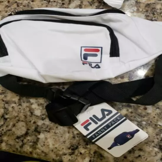 FILA WHITE W/ BLACK ACCENTS POLYESTER FANNY PACK 2-YR WARRANTY ADJUST STRAP NWT