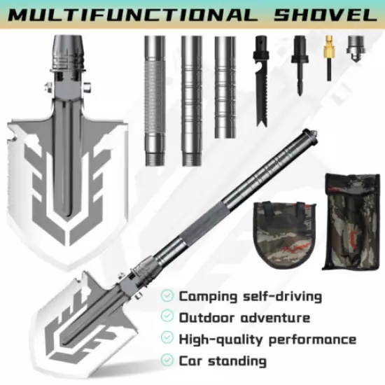 Stainless Steel Folding Tactical Shovel Camping Emergency Hiking Survival Shovel