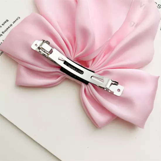 Women Big Bow Hair Clip Satin Ribbon Hairpin Two-layer Bow Long Ribbon Barrette⊱