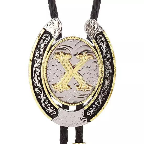 Bolo Tie for Men- Golden Initial Letter A to Z Western Cowboy Bolo Tie for Women