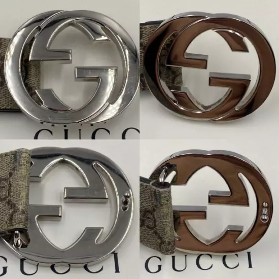 Gucci GG Supreme Interlocking G leather belt 100/40 Beige 411924 Men Used JPN