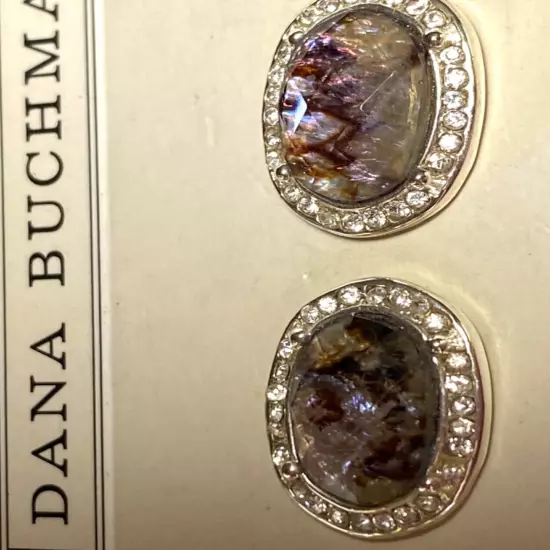 Dans Buchman faceted opal like acrylic earrings with rhinestone