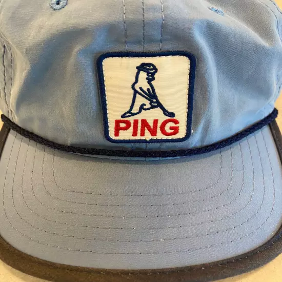 PING Man Pro Powder Light Blue Golf Hat Cap - Rare VINTAGE Rope-style Quick Ship