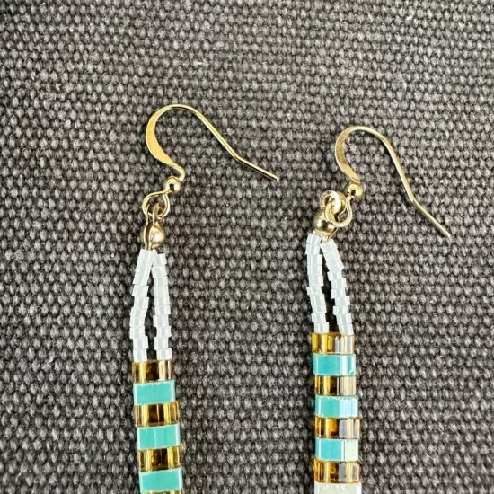 NWT Belk Silverworks Beaded Southwestern Earrings Pierced Dangle