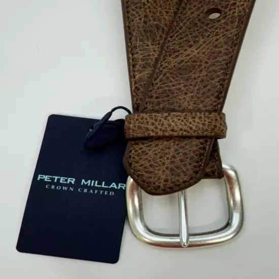 NWT Peter Millar Crown Crafted Leather Belt Whiskey Brown Mens Size 34 $180