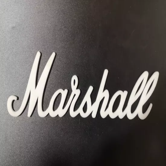 Logo white Marshall amp guitars Emblem 240 mm = 9.5 inch or any size