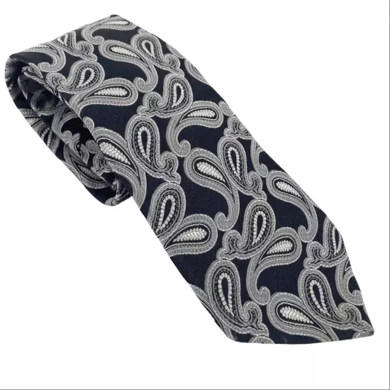 Black and silver paisley tie Michael by Michael Kors 100% silk tie