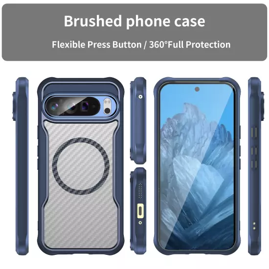 For Google Pixel 9 Pro XL/9 Pro/8A Non-Slip Carbon Fiber Texture Clear Slim Case