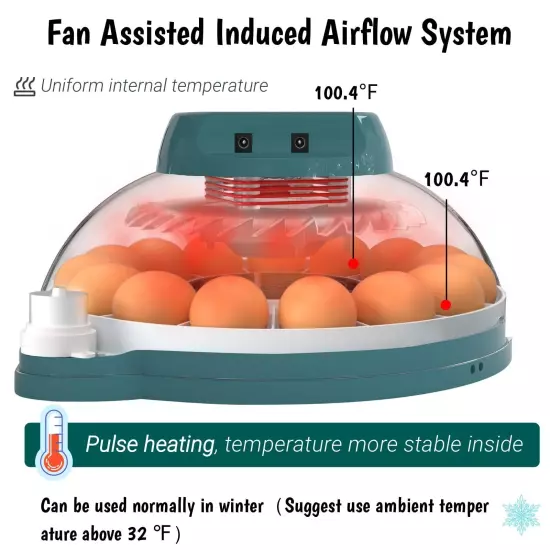 Egg Incubator, Intelligent Incubator for Chicken Eggs with Automatic Humidity...