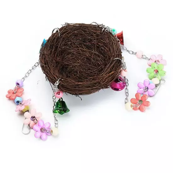 Parrot Bird Swing Hanging Chew Toy Parakeet Budgie Cockatiel Rattan Nest Hammock