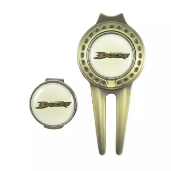 Anaheim Ducks Golfers Hat Clip & Divot Tool Combo with Golf Ball Markers