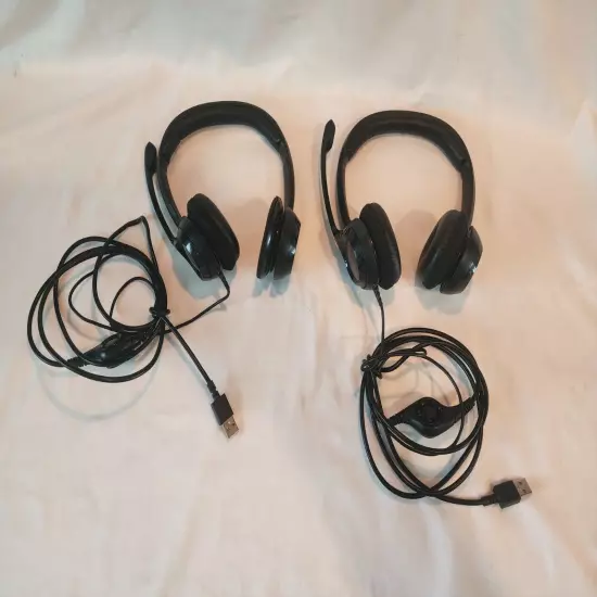 Set of 2 - Logitech H390 USB Headset with Microphone - Black