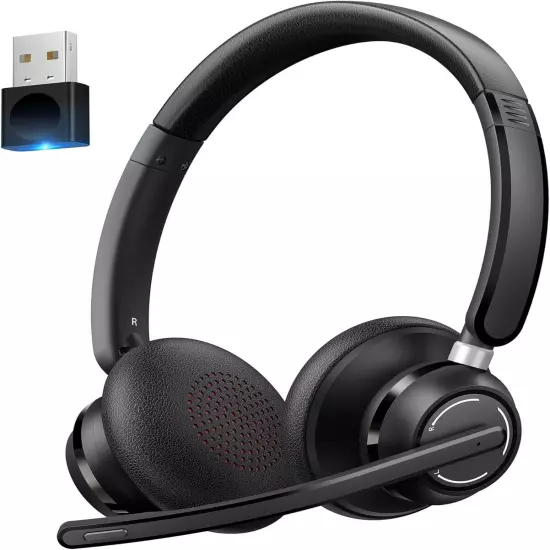 Wireless Headset with Microphone, 2024 New V5.3 Headset with USB Dongle, Compute