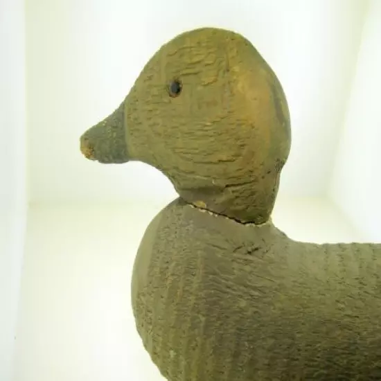 ANTIQUE WOODEN DUCK DECOY MARKED VICTOR GLASS EYE - 16 1/8" LONG - 1 OF 67