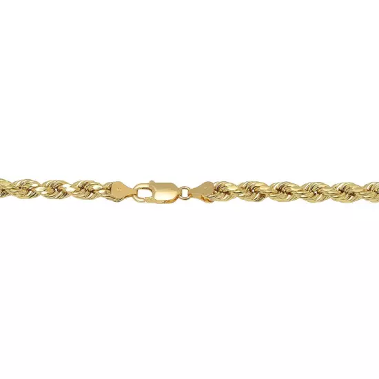 Real 10K Yellow Gold 2mm-7mm D/Cut Rope Chain Pendant Necklace 7"- 30" Hollow