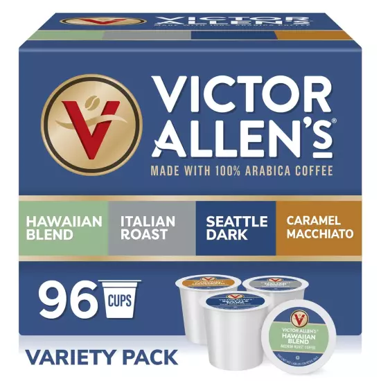 Victor Allen's Coffee Variety Pack Kona Blend Italian Roast Seattle Dark Cara...