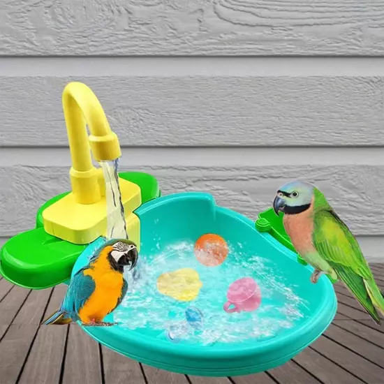 Parrot Shower, Bird Bathtub, Automatic 13.7*9.4*3.2inch, Green 