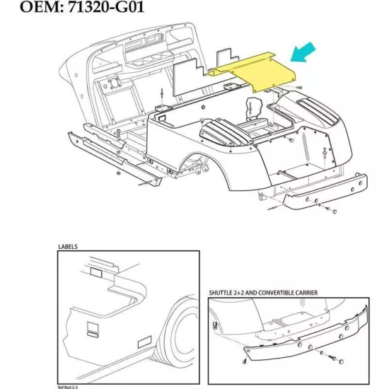 Golf Cart Rear Access Panel Engine Cover For EZGO TXT Medalist 1994-13 71320-G01