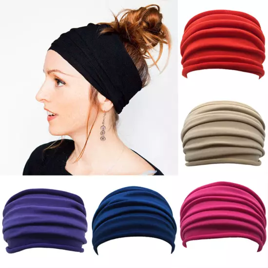 Elastic Stretch Wide Headband Hairband Running Yoga Turban Women Soft Head Wrap