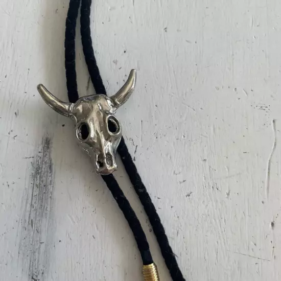 Vintage Bolo Tie Steer Skull Cowboy Country Western Rodeo