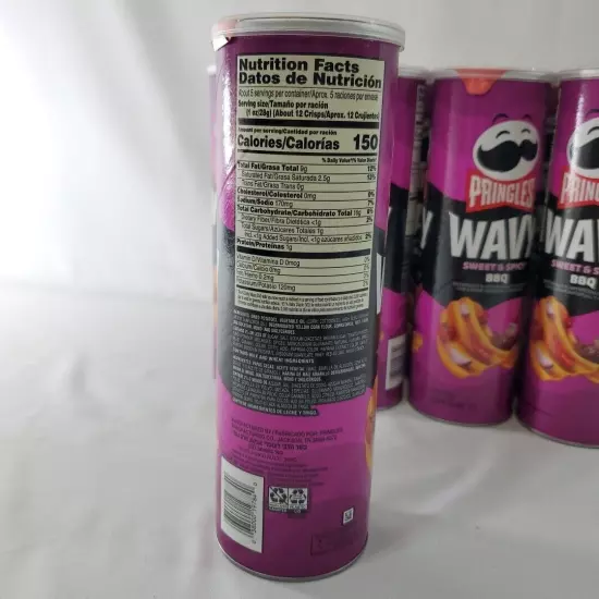 Pringles WAVY SWEET & SPICY BBQ Flavored Potato Chips 4.8 oz Can - RARE Lot x8