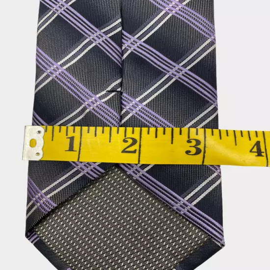 Croft & Barrow Purple Gray Geometric Diamonds Necktie Tie 3.2" x 59"