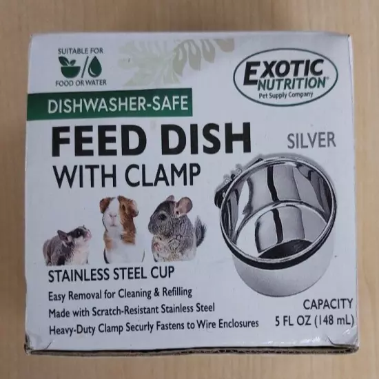 Stainless Steel Feeding Bowl Removable Dish with Clamp - 5 FL OZ Capacity