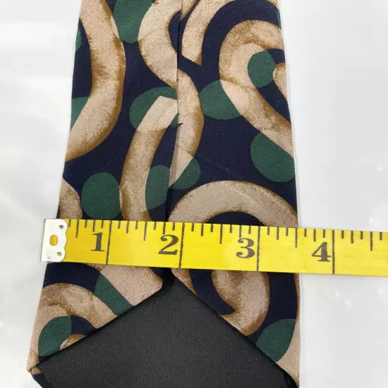 Guy Laroche Paris Abstract Swirl Green Blue Beige Necktie Silk Tie 3.5" x 56"