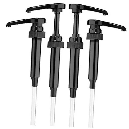 4-Pack Black Coffee Syrup Pump Dispenser - Fits 33.8oz 1883 PET Bottle and 