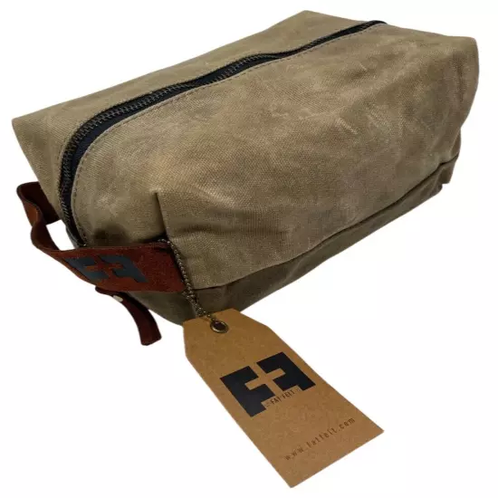 New Fat Felt Dopp Kit Durable Waxed Cotton ODG Canvas Leather Mens Toiletry Bag