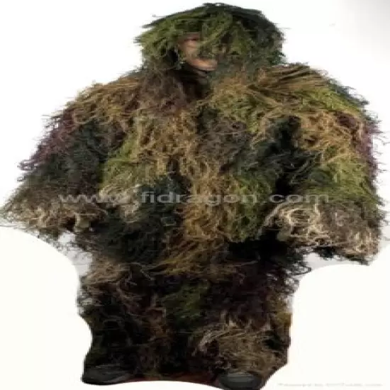 3 Piece Burlap Ghillie Suit Woodland Camo Forest Color, Fit Large & X-Large Size