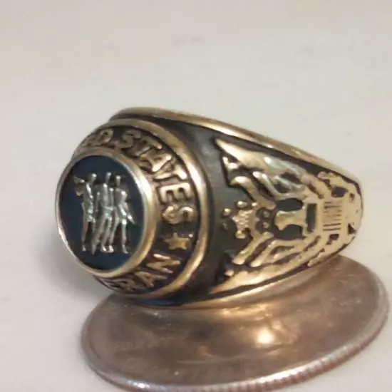 Vintage United States Veteran Ring Gold Tone Stainless Steel Size 11 A8