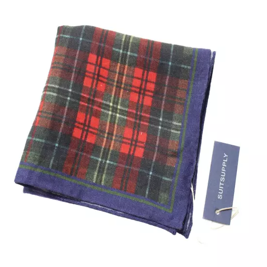 SUITSUPPLY Pocket Check Red Handkerchief Men's ONE SIZE Linen Formal