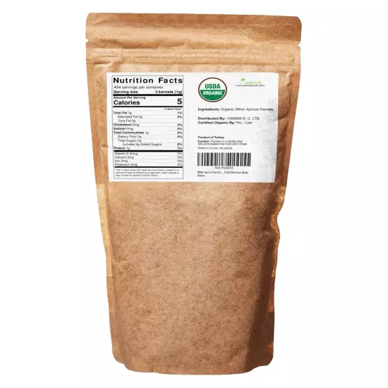 Bitter Apricot Kernels Organic Raw (1 LB) - 100% USDA Organic Certified - Turkey