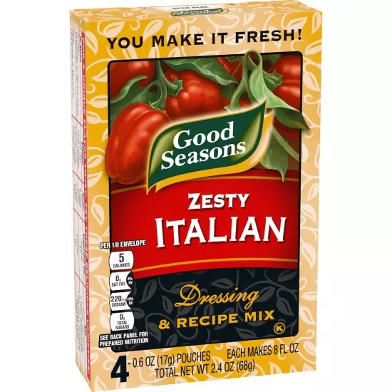 Good Seasons Zesty Italian Dressing & Recipe Seasoning 0.6 Ounce (Pack of 4) 