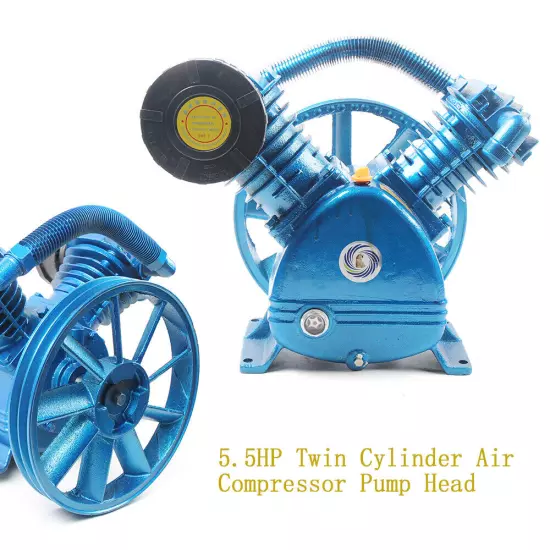 5.5HP V Style 2-Cylinder Air Compressor Pump Motor Head Double Stage 175PSI USA