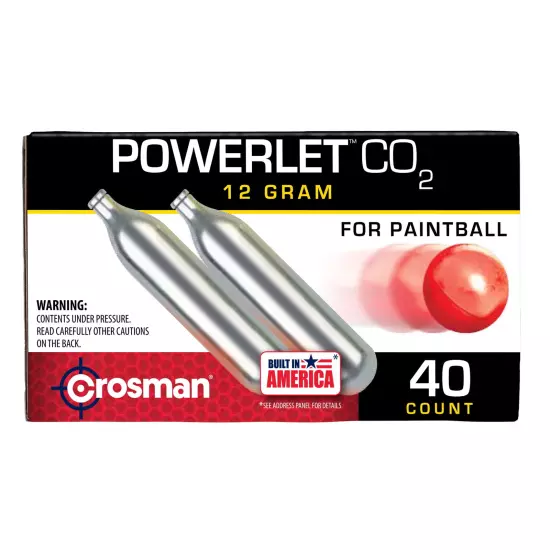 Crosman 12 Gram Powerlet CC40PB 40 COUNT CO2, for Airguns Sport and Outdoor Fun