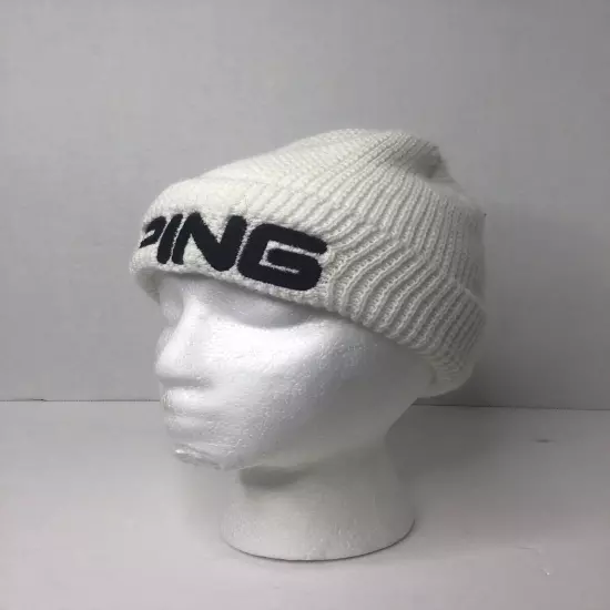 PING vintage Golf Beanie Ivory White one size fits all Made In USA