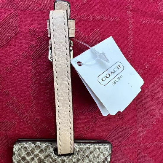 COACH Luggage Tag Embossed Silver/Natural Travel Hanging Tag NWT 67883