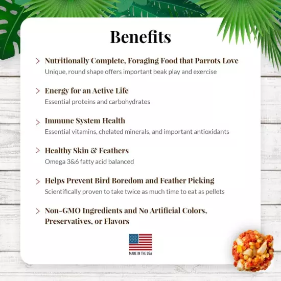 Tropical Fruit Nutri-Berries Pet Bird Food, Made with Non-Gmo and Human-Grade In