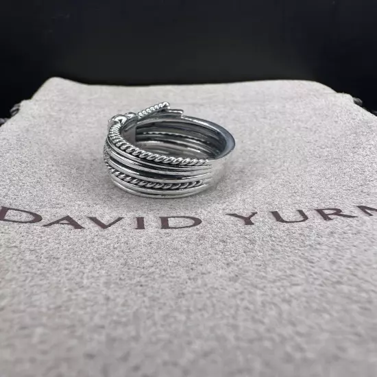 David Yurman Sterling Silver 925 Angelika 15mm Pave .67ct Diamond Ring Size 7.5